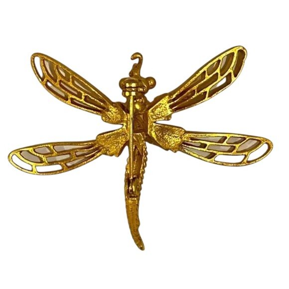 Vintage Dragonfly Brooch ANTIQUE GOLD - Picture 4 of 4
